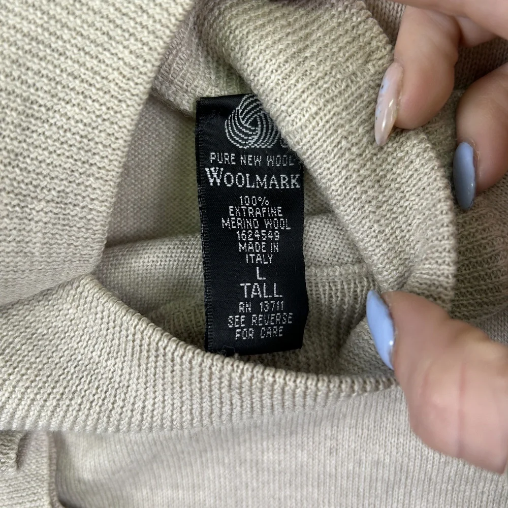 Brandini Sweater Mens Large Tall Woolmark 100% Merino Wool Crewneck Italy
